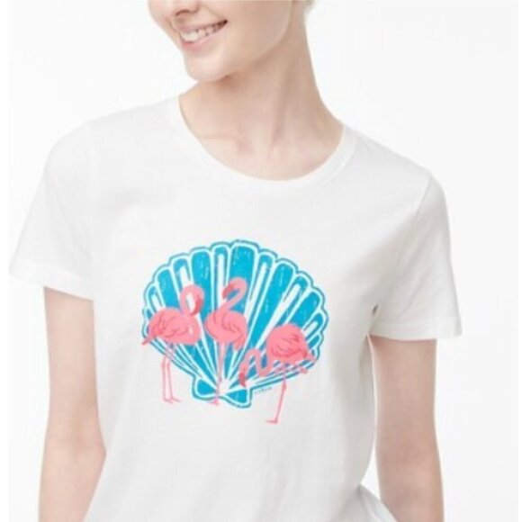 J. Crew Flamingos Cotton Graphic Collector's Tee, Medium - Picture 1 of 6